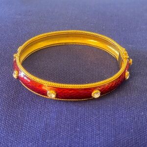 MMA (Metropolitan Museum of Art)-Red Enamel Rhinestone Faberge Replica Bracelet